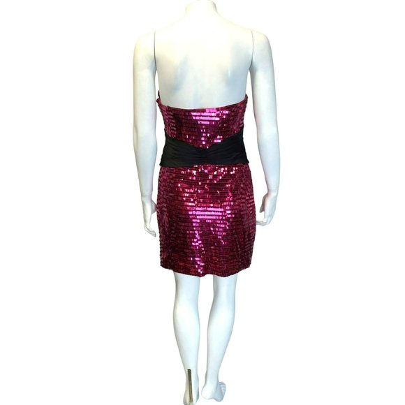Vintage 90s Alyce Paris Pink XS Sequin Strapless Straps Short Mini Dress NWT! - Picture 4 of 10